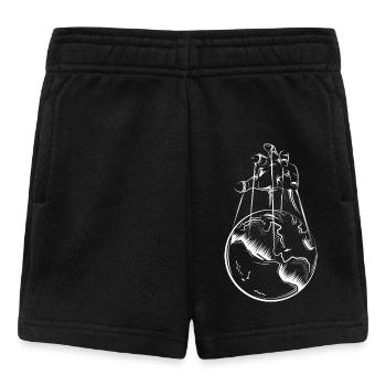 world hand earth puppet player Puppeteer - Baby Shorts - black - Front