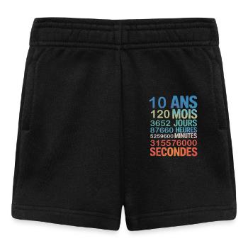 10 Ans – Compte à Rebours de la Vie en Secondes - Short Bébé - noir - Devant