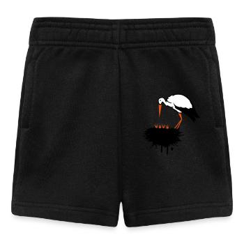 Storch und sein Nest mit Nachwuchs Graffiti - Baby Shorts - Schwarz - Vorne
