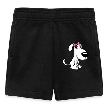 chien assis petit jolie dame arc femelle - Short Bébé - noir - Devant