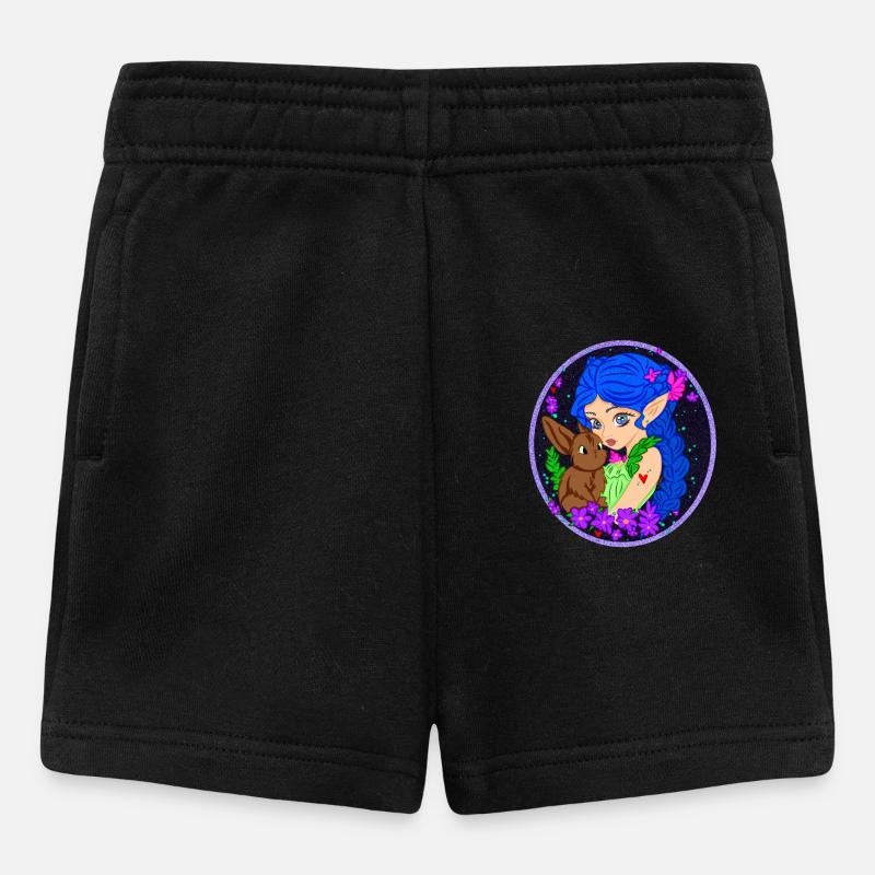 Elfe avec Lapin - Short Bébé - noir