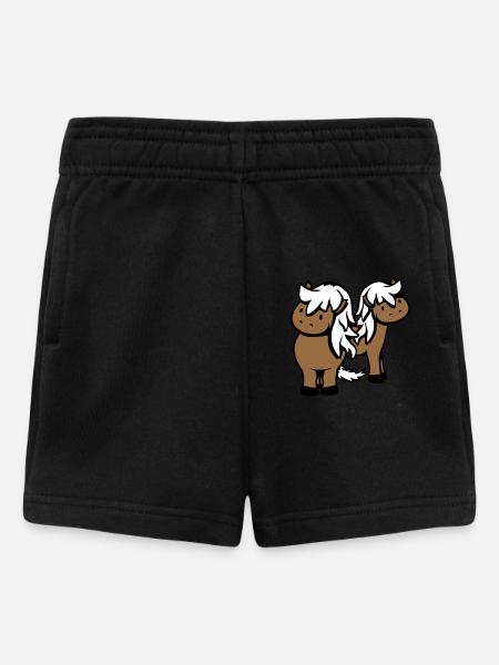 2 Pferde Mann Frau Liebespaar Freunde Liebe Team - Baby Shorts - Schwarz