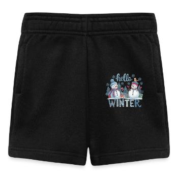 Hello Winter – Cute Snowmen with Gifts - Baby Shorts - black - Front