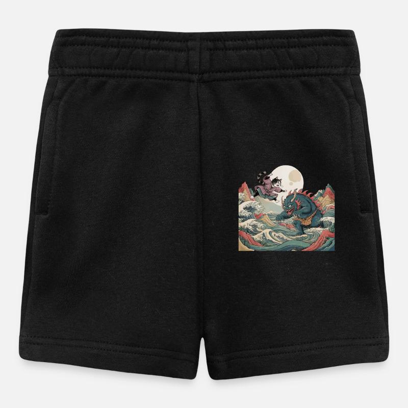 Samurai Cat - Baby Shorts - black