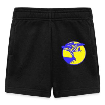 hibou arbre oiseau lune falaise ronde nuit silhouette - Short Bébé - noir - Devant