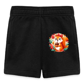 Cute squirrel with acorn - Baby Shorts - black - Front