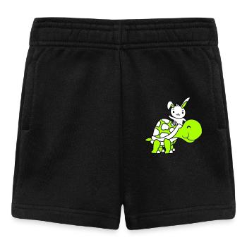 Hase große riesige Schildkröte reiten winken Süß - Baby Shorts - Schwarz - Vorne