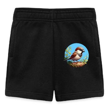 Spatz auf einem Ast - Baby Shorts - Schwarz - Vorne
