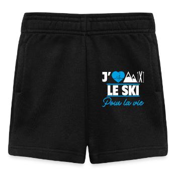 j aime le ski pour la vie,Ski,Skieur - Short Bébé - noir - Devant