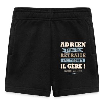 Adrien humour retraite cadeau retraité - Short Bébé - noir - Devant