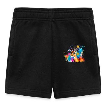 gazelle, illustration ,graffiti ,rose,coloré - Short Bébé - noir - Devant