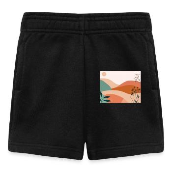 floral illustrations, plants, terracotta, eco - Baby Shorts - black - Front
