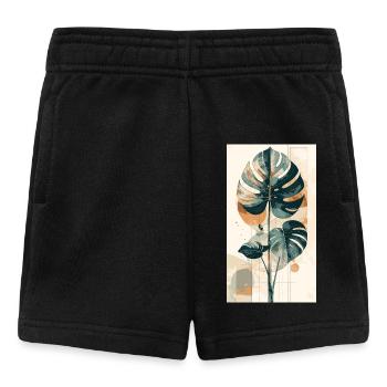 Monstera geometry in earth tones - Baby Shorts - black - Front