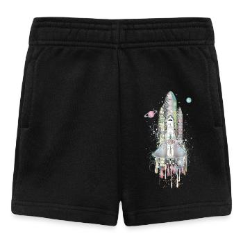 Fantasievolles Space Shuttle - kunstvoll gestaltet - Baby Shorts - Schwarz - Vorne