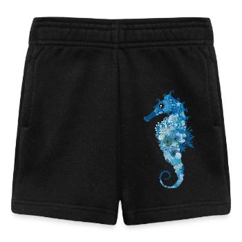 Hippocampe avec coraux, coquillages et anémones de mer - Short Bébé - noir - Devant