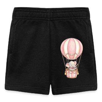 Bébé éléphant en montgolfière rose - Short Bébé - noir - Devant