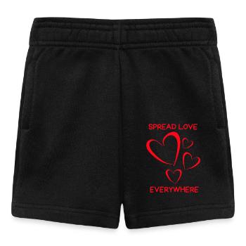 Herz Design – Spread Love Everywhere mit 4 Herze - Baby Shorts - Schwarz - Vorne