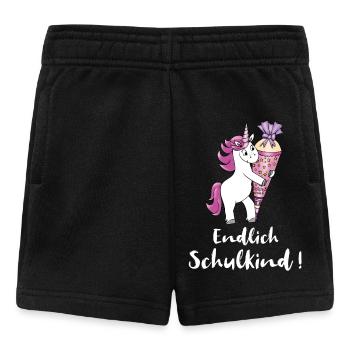Einhorn mit Zuckertüte Einschulung Schulanfang - Baby Shorts - Schwarz - Vorne