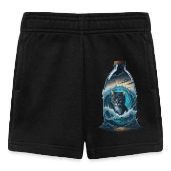 Katze Flasche - Baby Shorts - Schwarz - Vorne