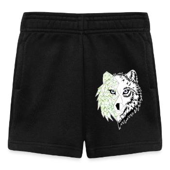 loup origami vert - Short Bébé - noir - Devant