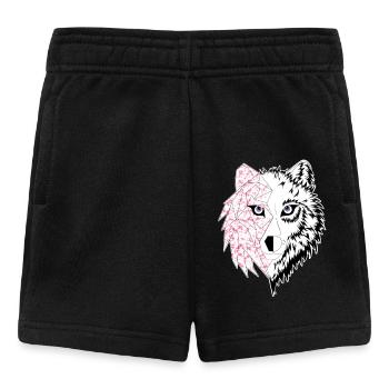 loup origami rose - Short Bébé - noir - Devant