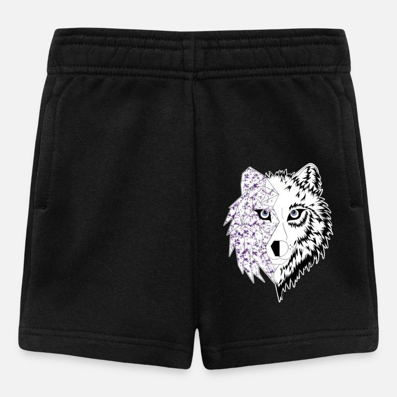 loup origami violet - Short Bébé - noir