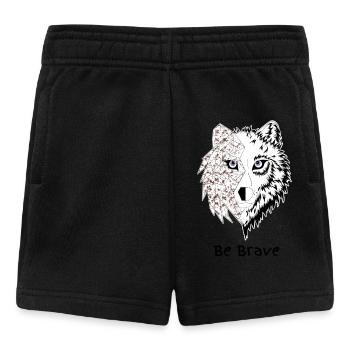 Loup origami be brave marron - Short Bébé - noir - Devant