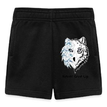 Loup origami never give up bleu - Short Bébé - noir - Devant