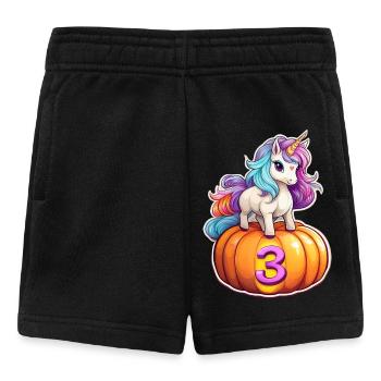 Unicorn Pumpkin Fall 3 - Third Birthday - Baby Shorts - black - Front