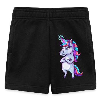 Genervtes Einhorn: Glitzer & Zorn! - Baby Shorts - Schwarz - Vorne