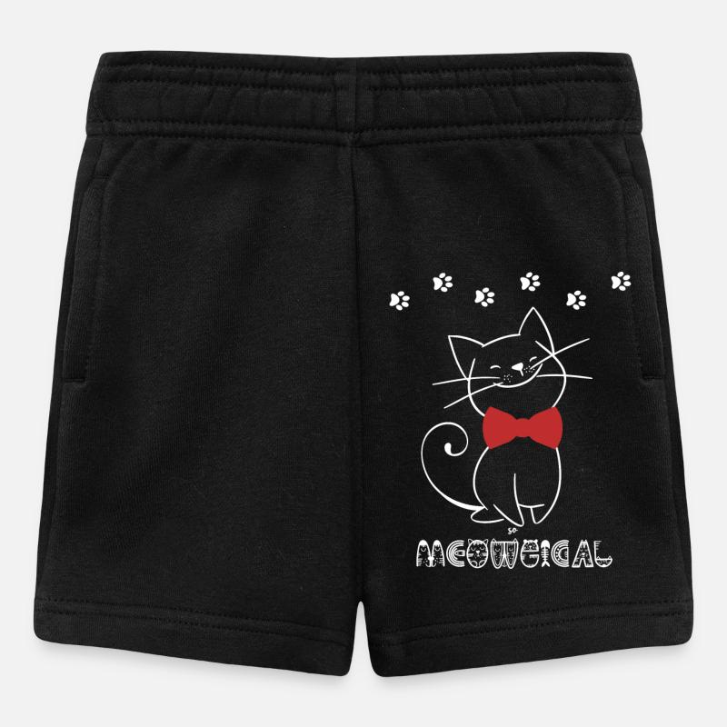 Illustration de chat ludique avec ruban rouge - Short Bébé - noir