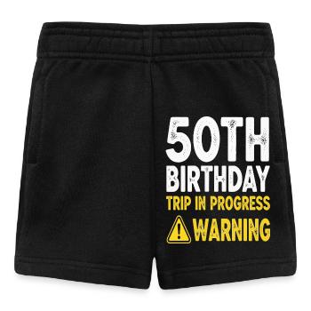 50th Birthday Trip in Progress Warning - Baby Shorts - black - Front
