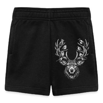 White deer head silhouette on black - Baby Shorts - black - Front