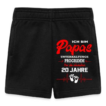 Papas Unterhaltungsprogramm Strampler Babysprüche - Baby Shorts - Schwarz - Vorne
