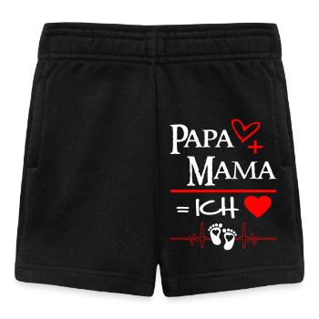 Mama Papa und ich Familie Babysprüche - Baby Shorts - Schwarz - Vorne