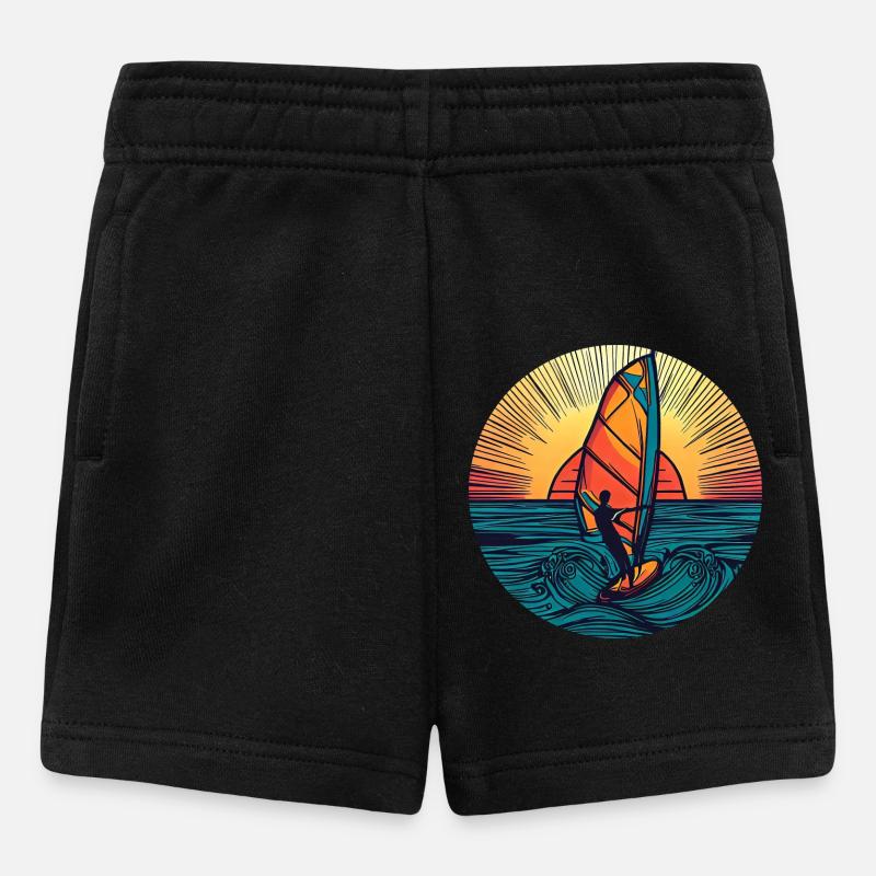 Windsurfer Surfer Sunset - Short Bébé - noir