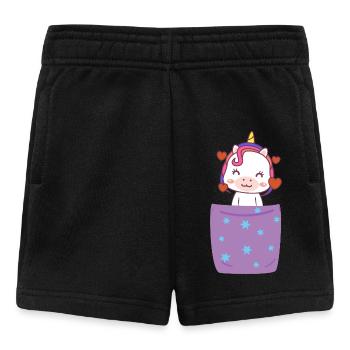 Einhorn in Brusttasche - Baby Shorts - Schwarz - Vorne