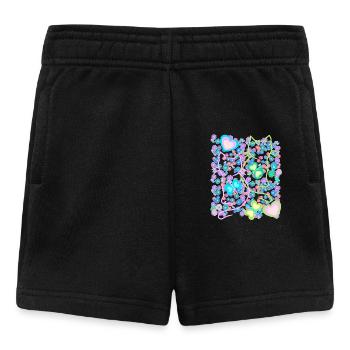 Chat Floral Rétro Chats Fille Enfant - Short Bébé - noir - Devant