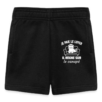 Chat humour Roi du canapé Drôles Humour Animaux - Short Bébé - noir - Devant