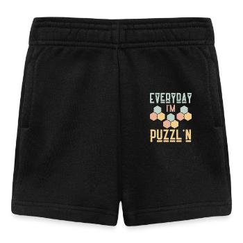 Everyday I'm Puzzl'n Funny Puzzle Solver - Baby Shorts - black - Front