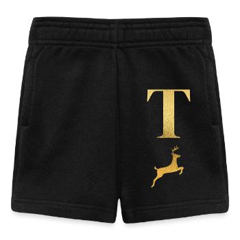 Lettre t cerf doré - idée cadeau - Short Bébé - noir - Devant