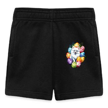 Poméranien Poméranien Aquarelle de Pâques - Short Bébé - noir - Devant