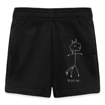 horse. (white lines) (by Leni Riosa) - Baby Shorts - black - Front