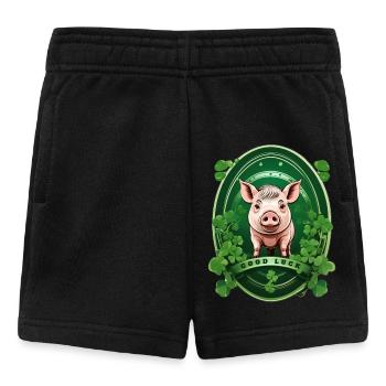 Lucky pig with shamrocks - Baby Shorts - black - Front