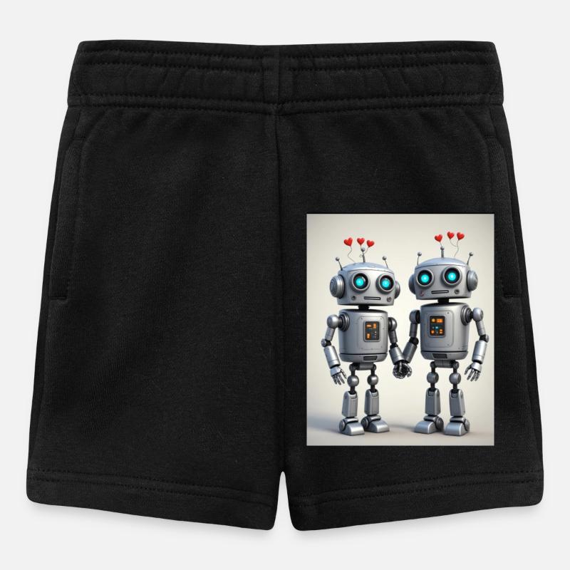 Roboter Pärchen - Baby Shorts - Schwarz