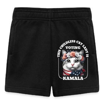Cette dame aux chats sans enfant vote pour Kamala Harris - Short Bébé - noir - Devant