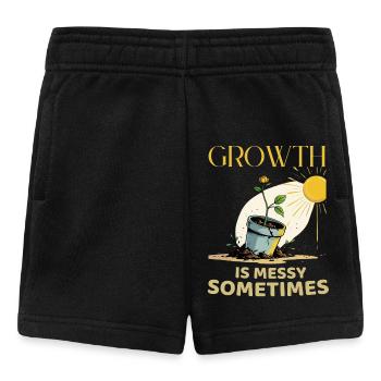 Métaphore de la croissance avec une fleur en pot - Short Bébé - noir - Devant