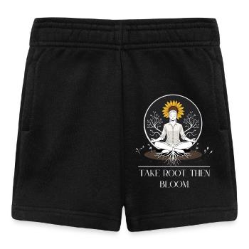 Meditative root design with sunflower - Baby Shorts - black - Front