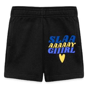 Slay Girl Retro Typographic Heart - Baby Shorts - black - Front