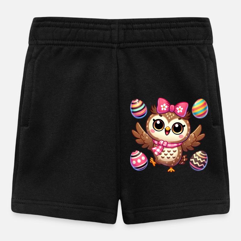 Eule jongliert Ostereier bunter Spaß - Baby Shorts - Schwarz